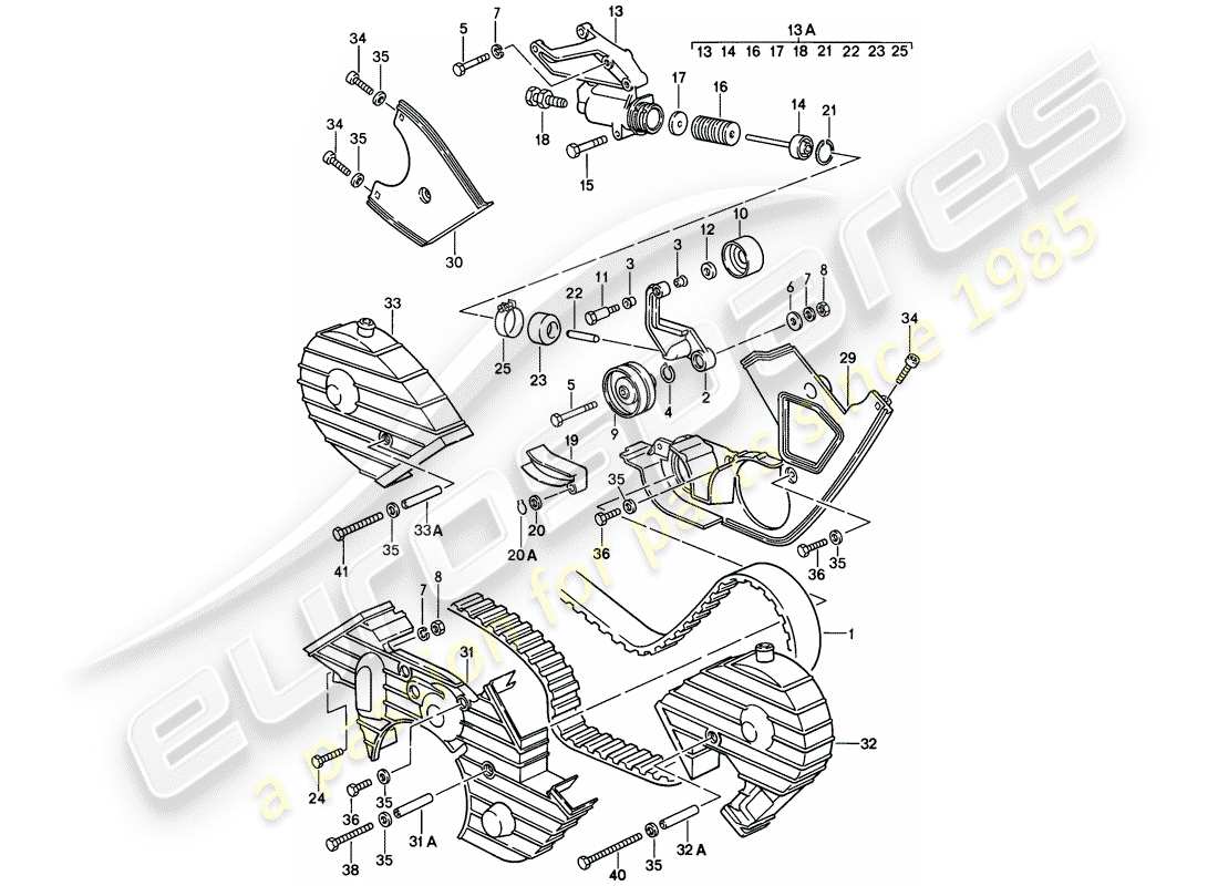 porsche 928 (1981) camshaft - driving mechanism part diagram