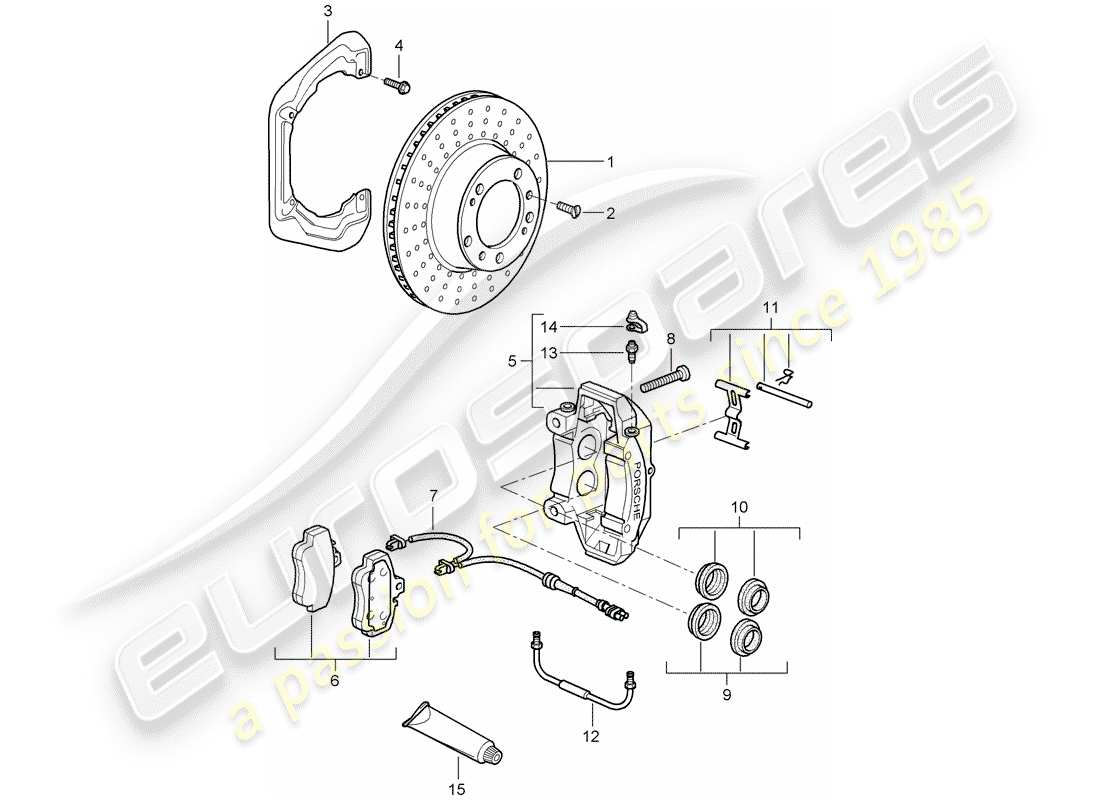 porsche 997 (2006) disc brakes part diagram