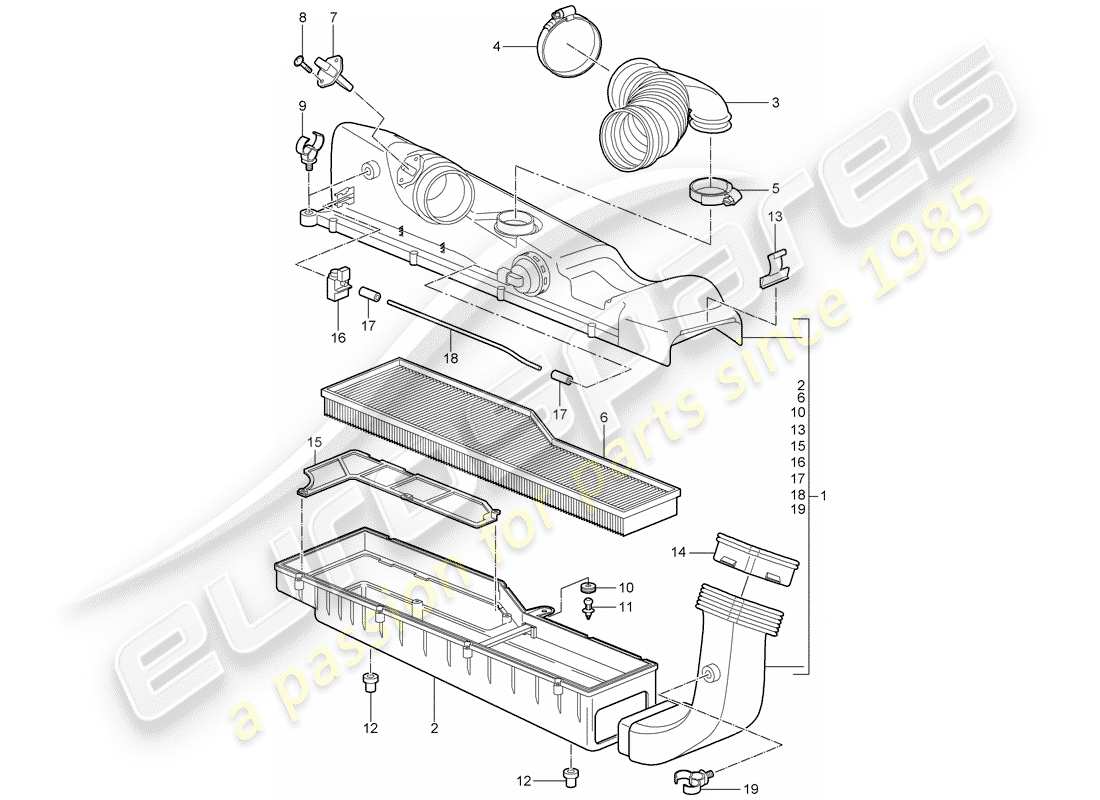 porsche 997 (2008) air cleaner part diagram