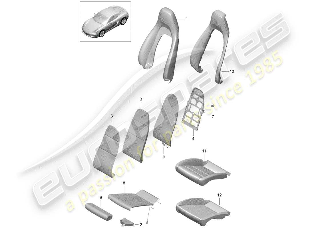 porsche cayman 981 (2015) foam part part diagram