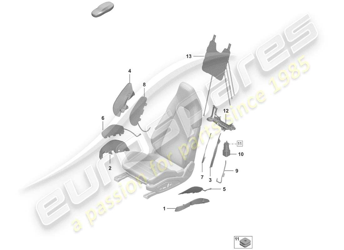 porsche 2019 pneumatic components for seat part diagram