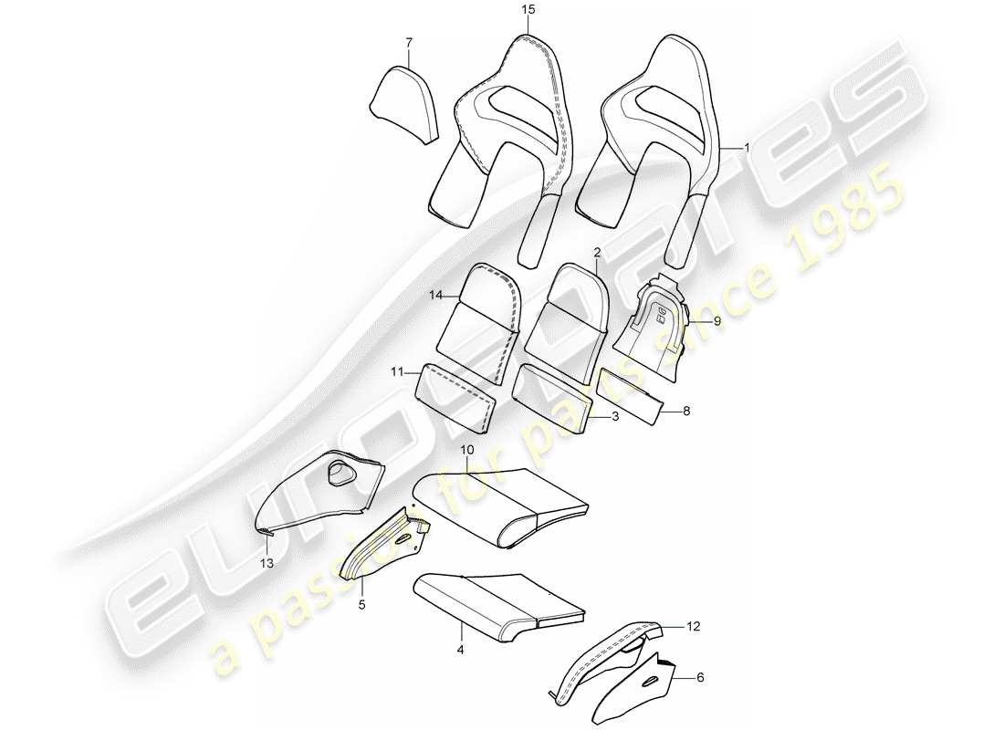 porsche 997 t/gt2 (2008) foam part part diagram