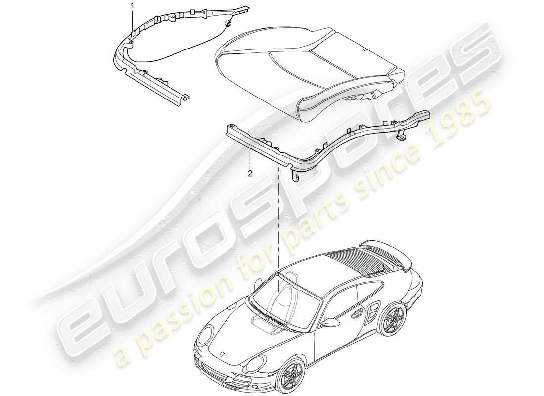 porsche 997 t/gt2 (2008) cushion carrier part diagram