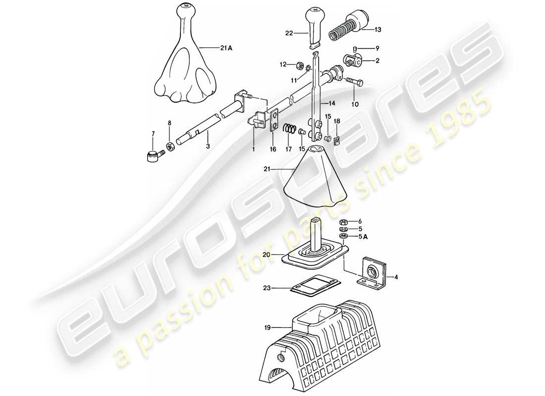 porsche 928 (1985) shift mechanism - manual gearbox part diagram