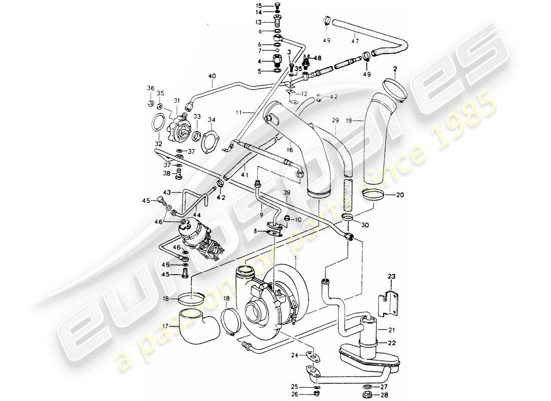 porsche 964 (1993) turbocharging - oil supply - for - exhaust gas turbocharger part diagram