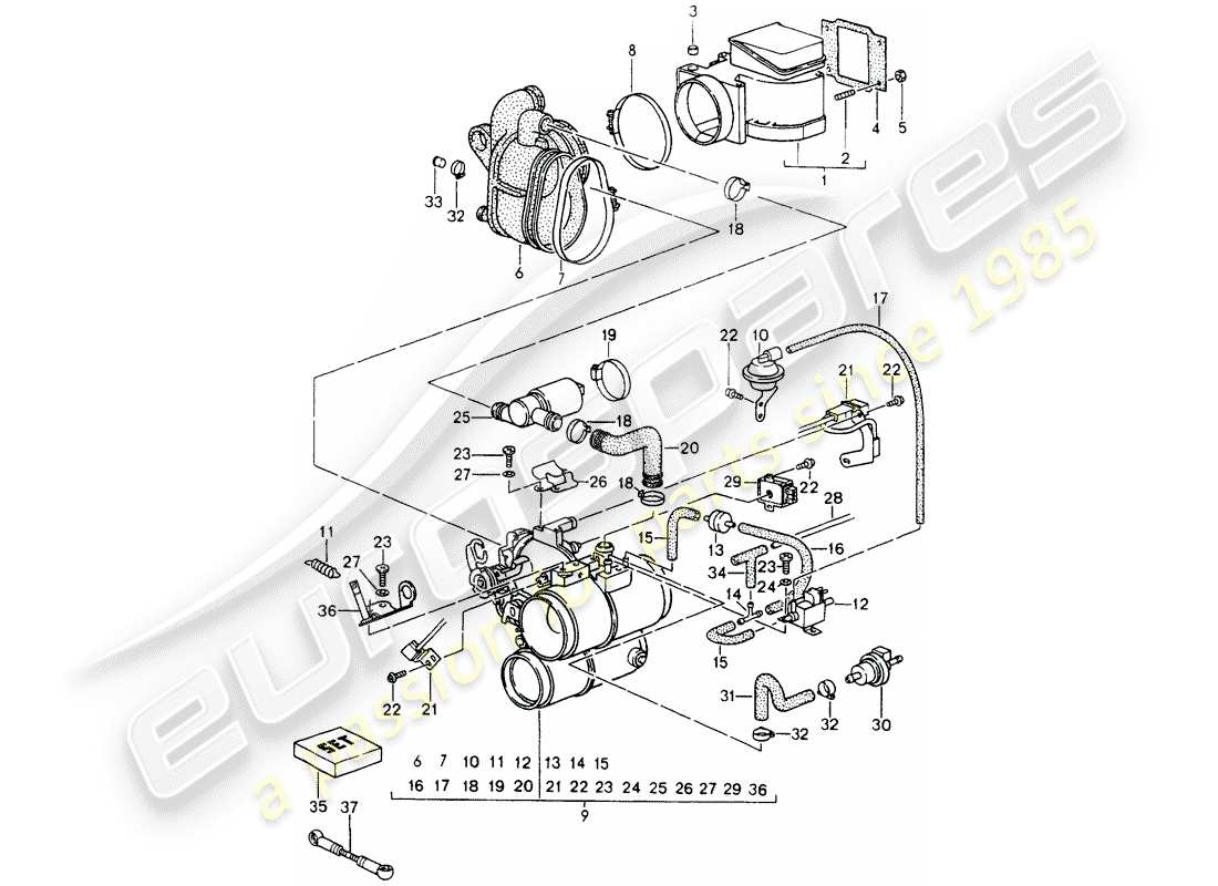 porsche 964 (1993) l-jetronic - flap-nozzle - intake housing - magnesium - see tpi - group 1 - nr. 26 part diagram