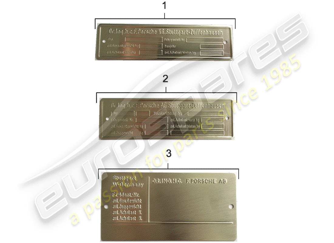 porsche 964 (1993) identification plate part diagram