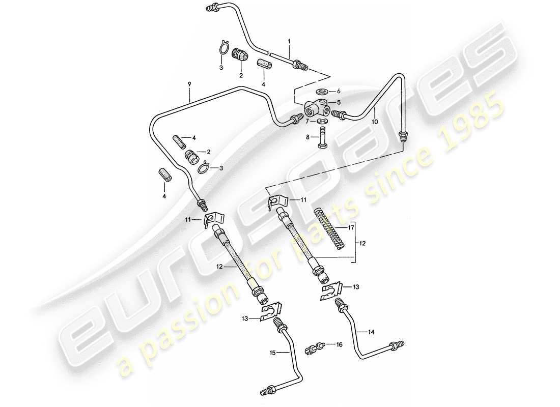 porsche 911 (1984) brake line part diagram