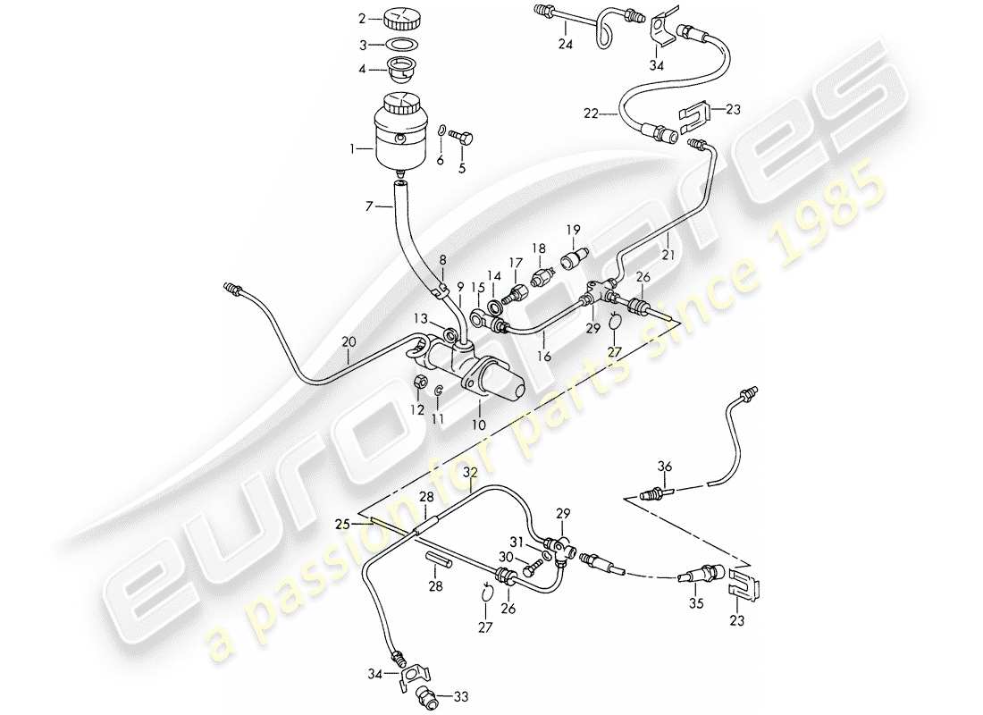 porsche 911/912 (1966) reservoir for - brake fluid - brake master cylinder - d >> - mj 1967 part diagram