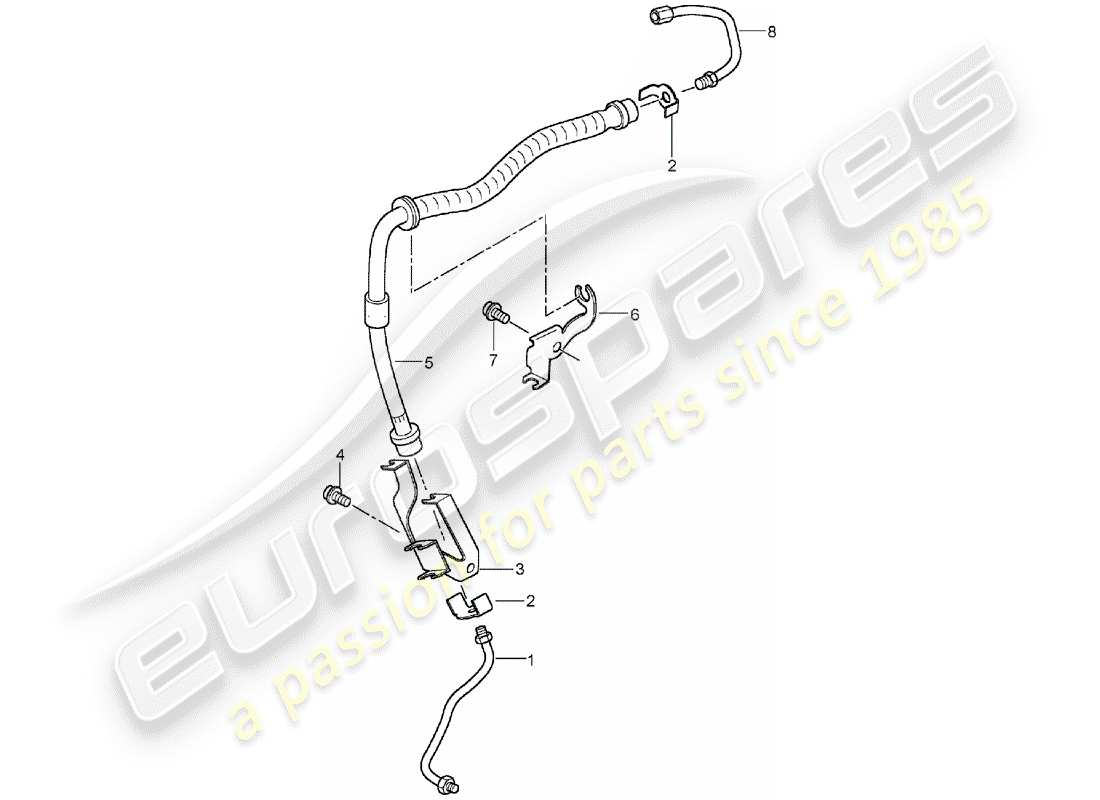 porsche cayenne (2005) brake line part diagram