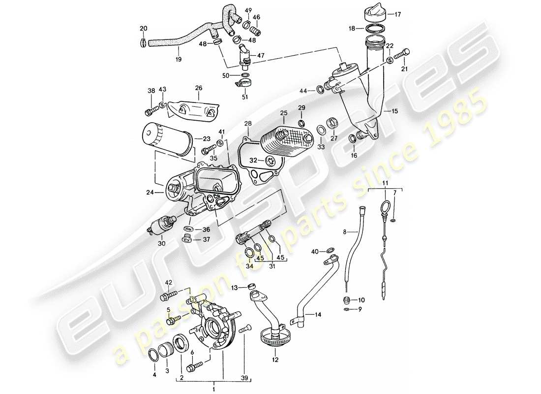 porsche 944 (1990) engine lubrication part diagram