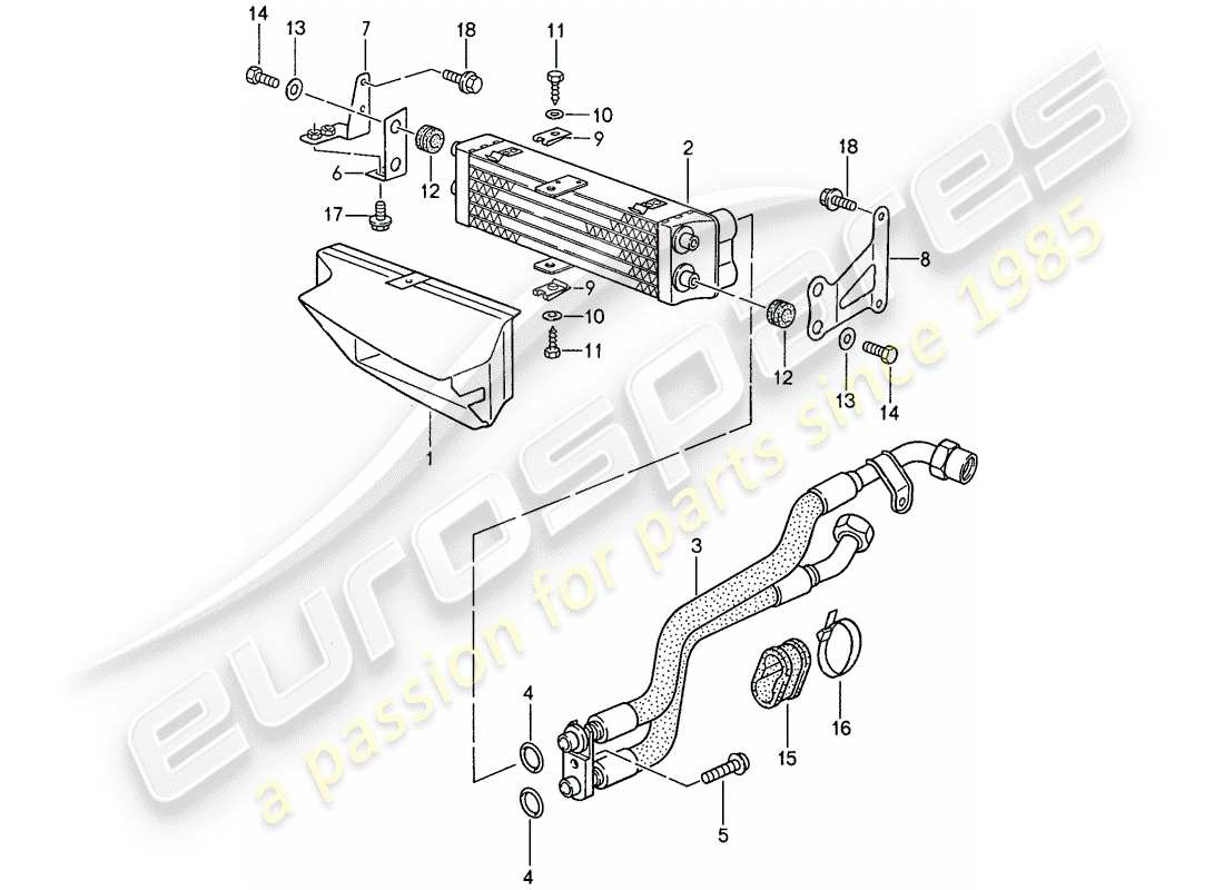 porsche 944 (1990) oil cooling part diagram