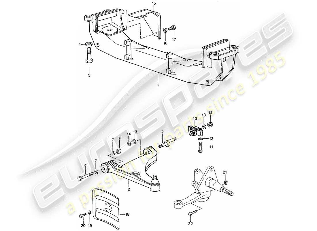 porsche 944 (1990) track control arm - cross member part diagram