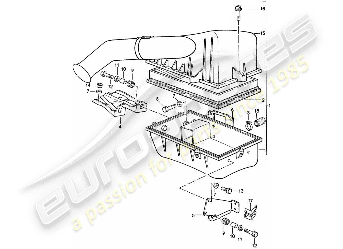 porsche 944 (1988) air cleaner system part diagram