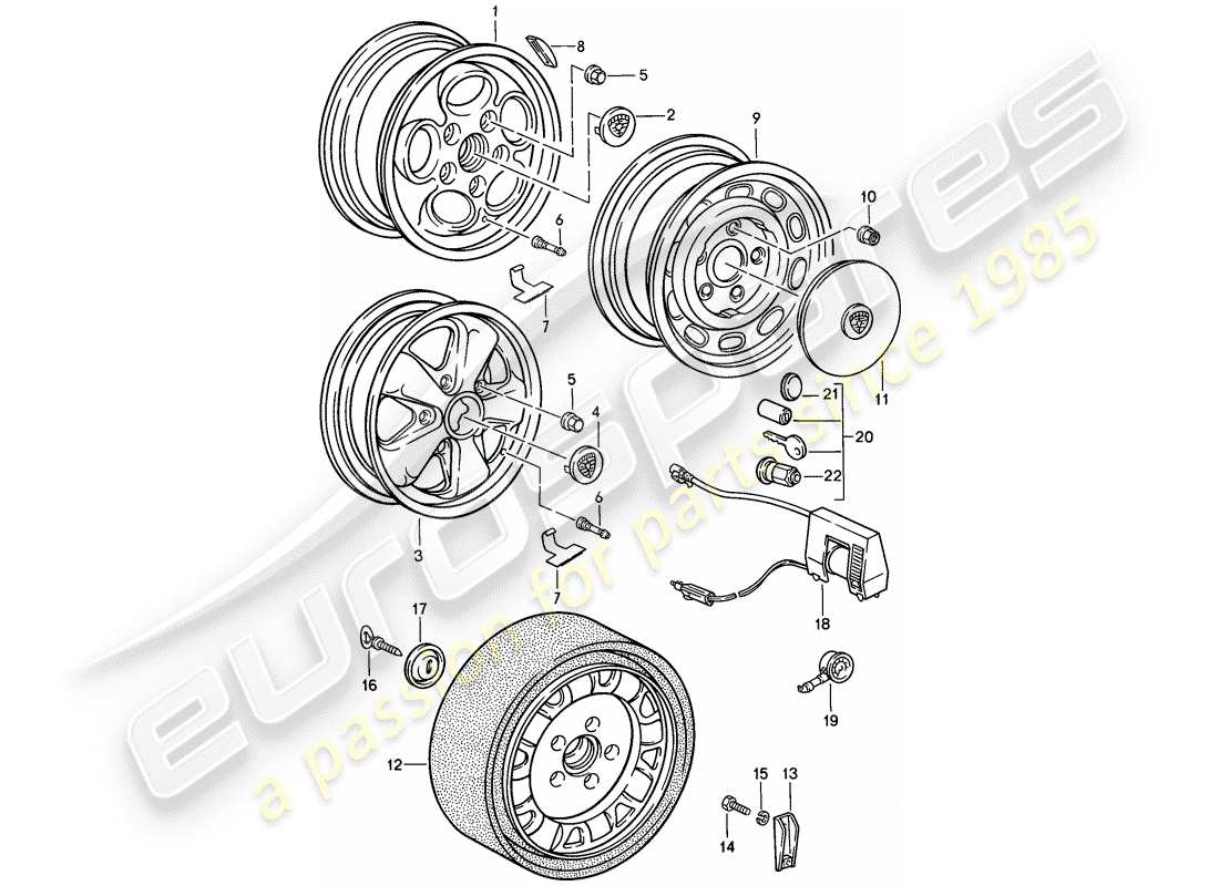 porsche 944 (1988) disc wheel - d >> - mj 1986 part diagram