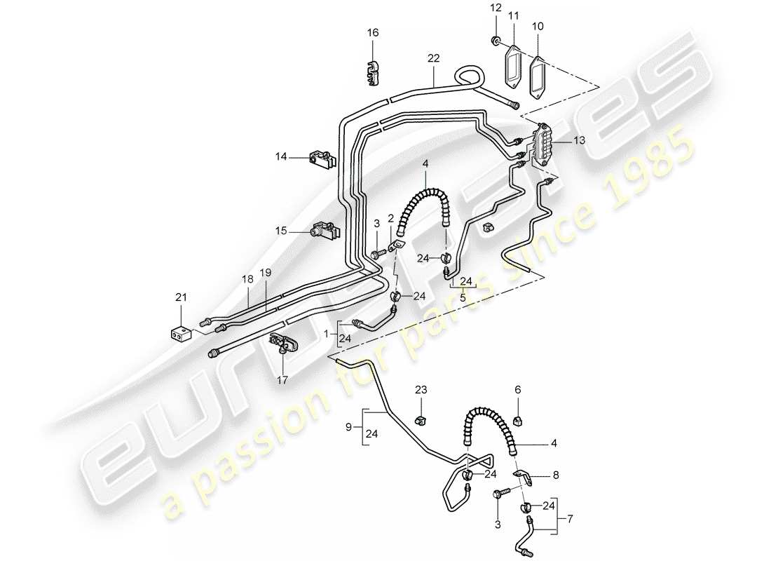 porsche 997 gt3 (2009) brake line part diagram