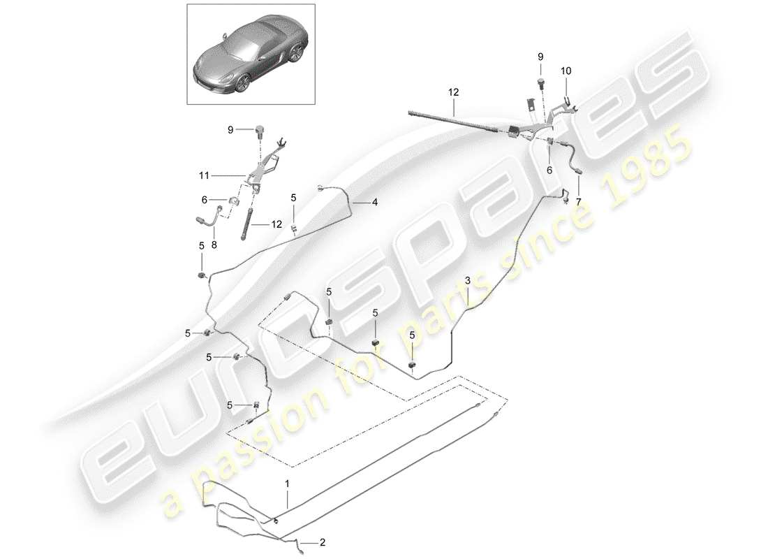 porsche boxster 981 (2012) brake lines parts diagram