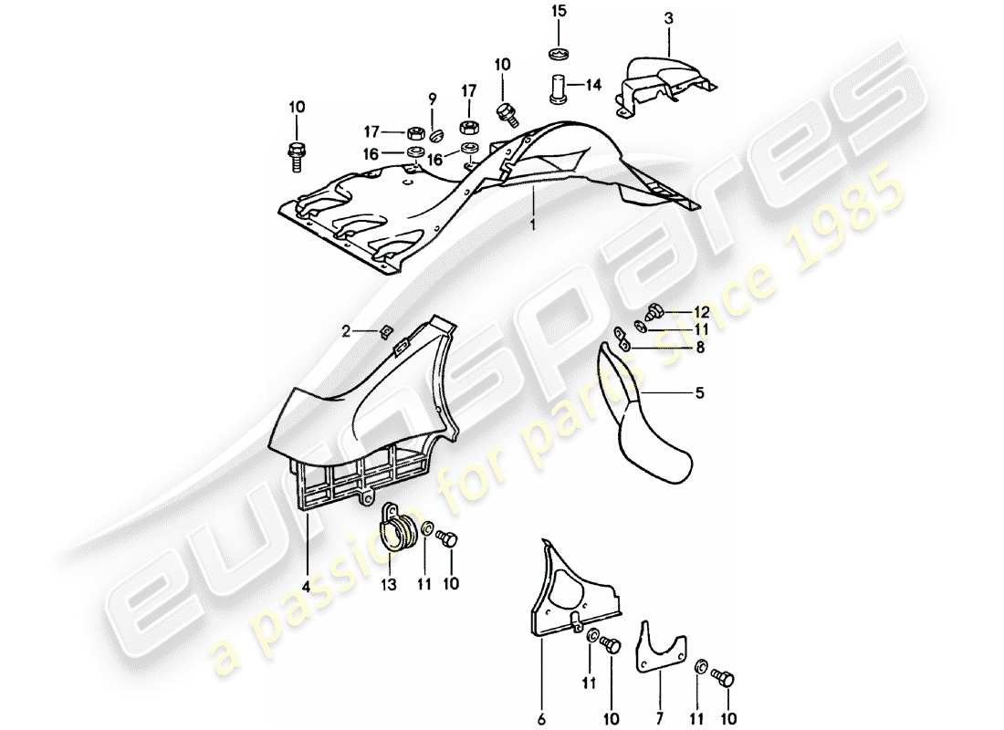 porsche 911 (1982) air duct part diagram