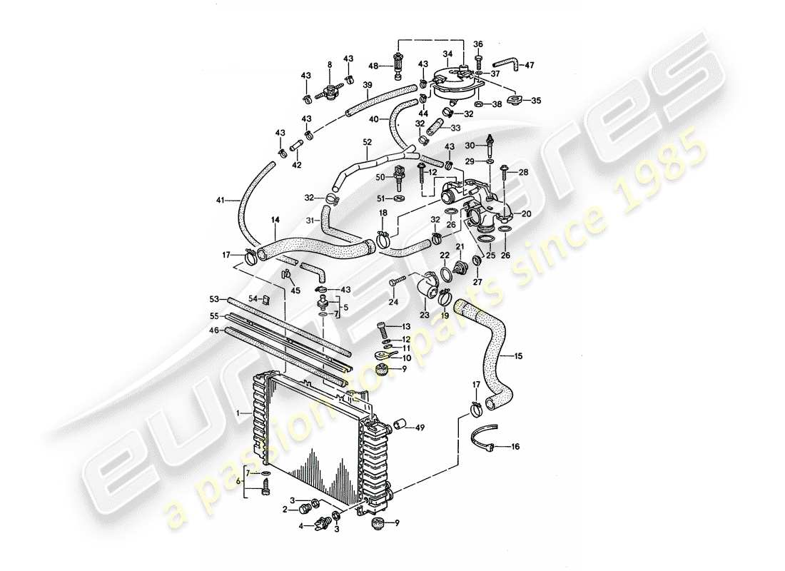 porsche 928 (1992) water cooling 1 part diagram