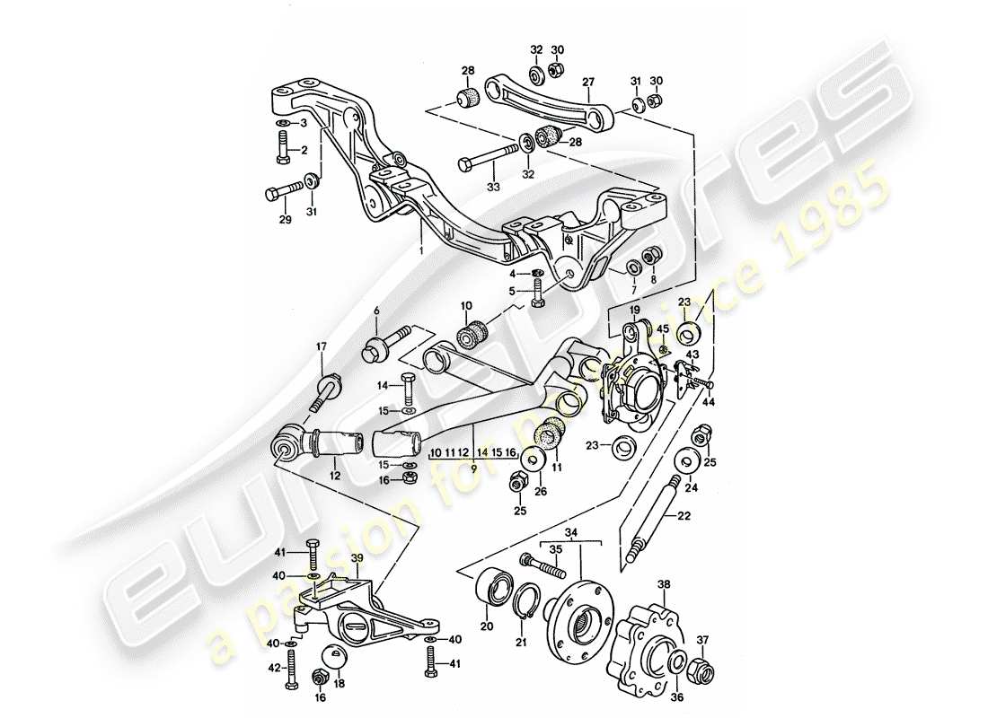 porsche 928 (1992) rear axle part diagram