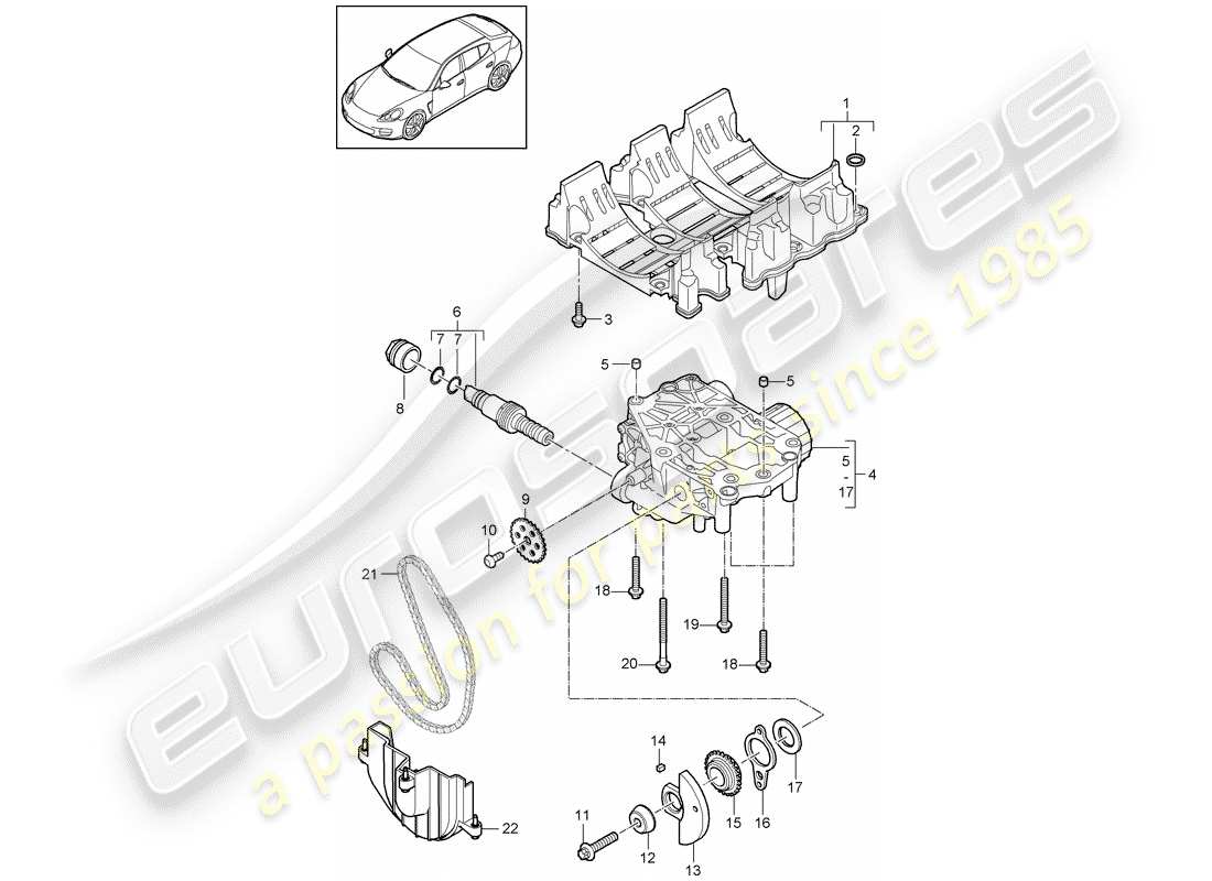 porsche panamera 970 (2015) oil baffle plate part diagram