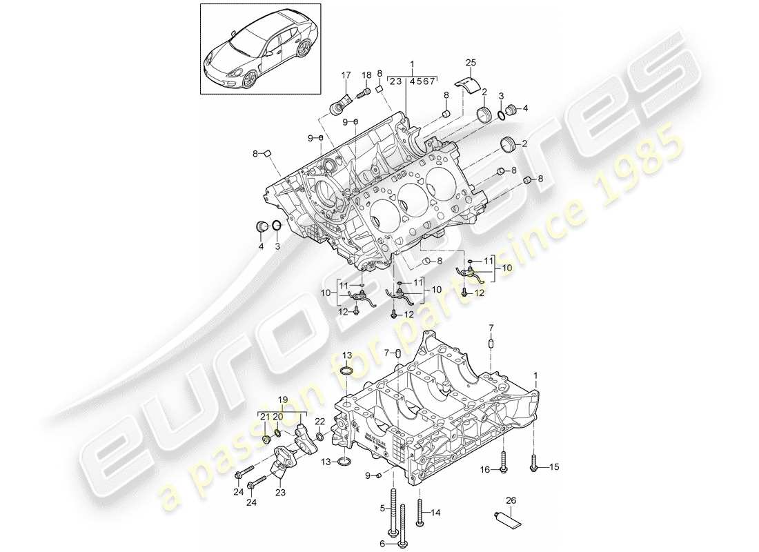 porsche panamera 970 (2015) crankcase part diagram