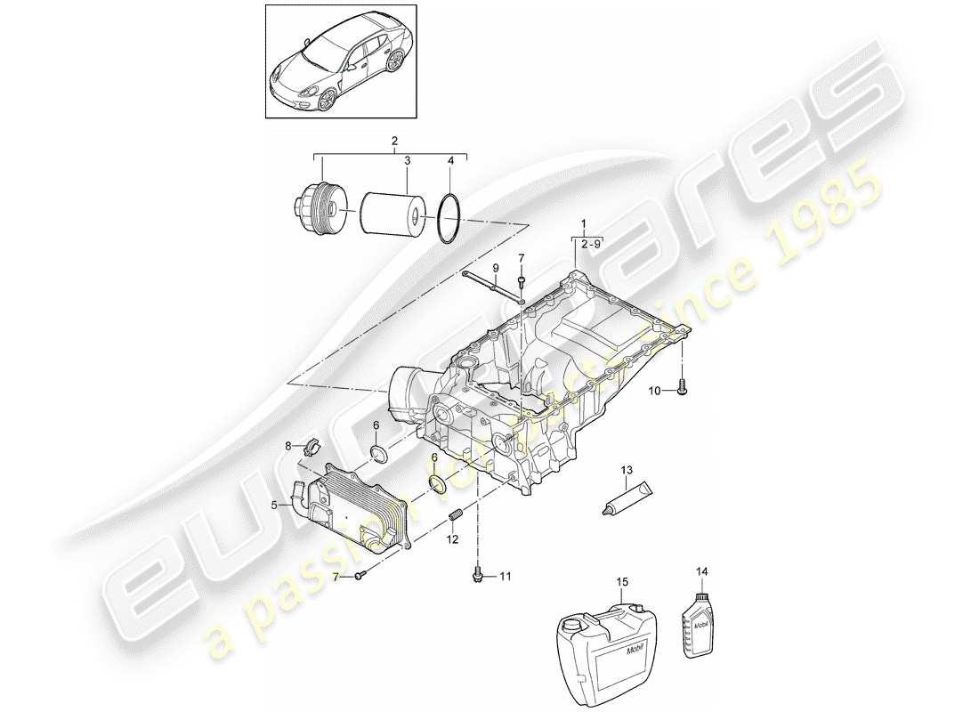 porsche panamera 970 (2012) oil-conducting housing part diagram