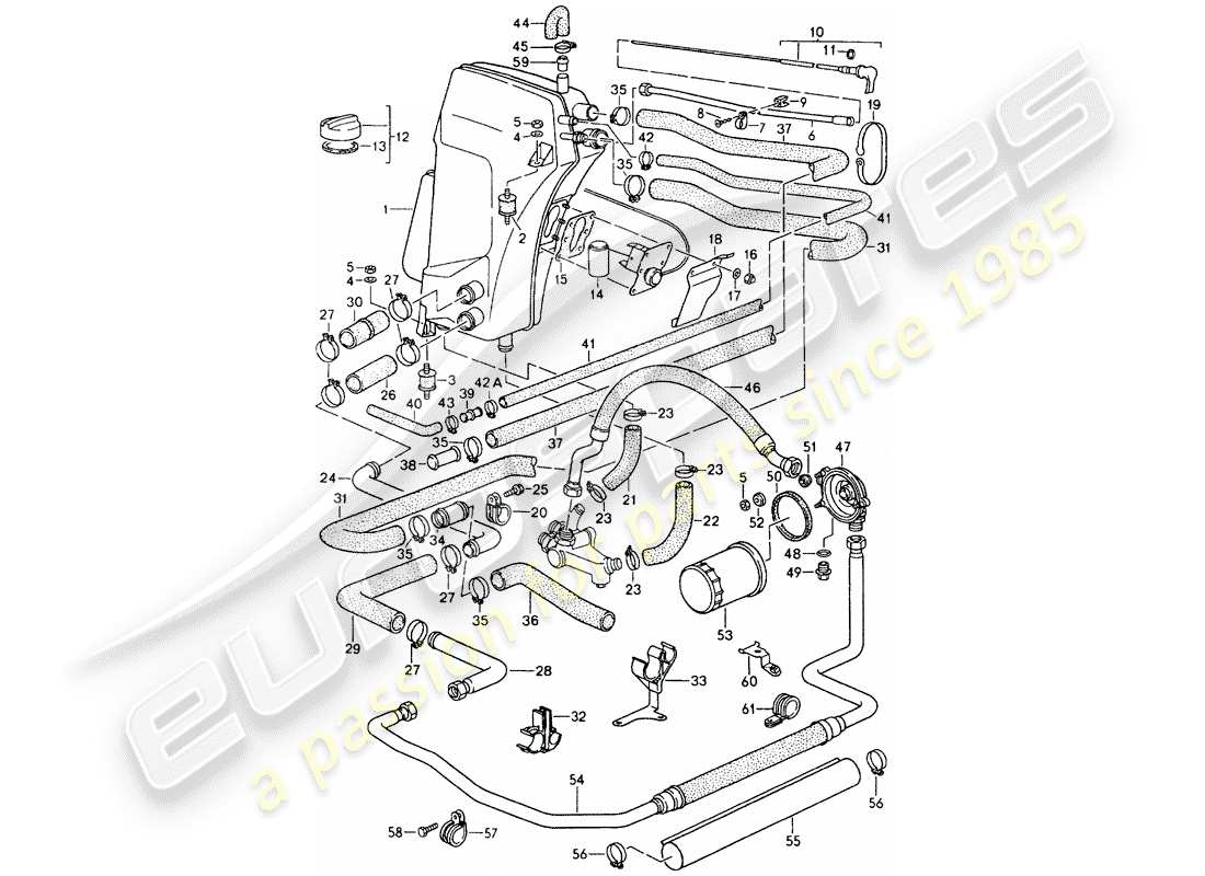 porsche 964 (1993) oil tank - lines part diagram