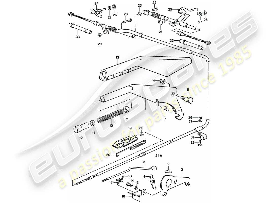 porsche 928 (1978) actuator - handbrake part diagram