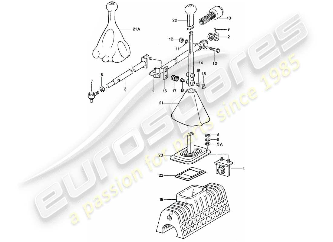 porsche 928 (1979) shift mechanism - manual gearbox part diagram