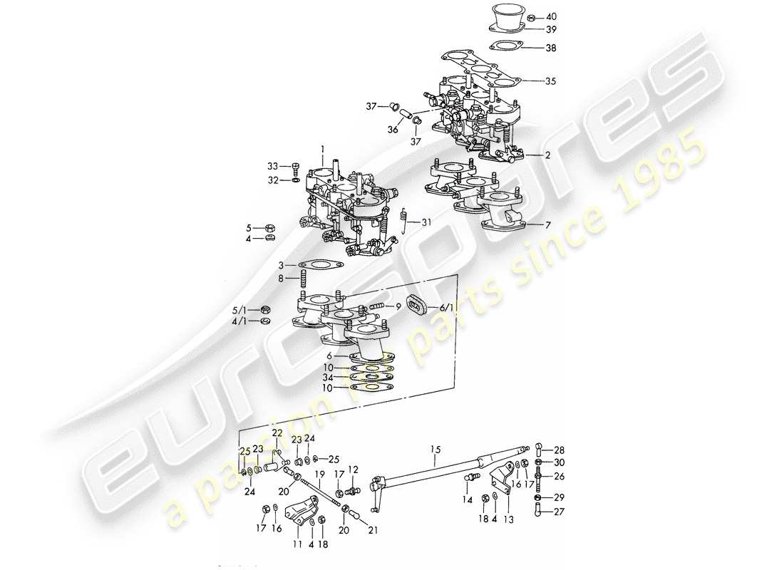 porsche 911/912 (1967) carburetor - system - - weber - - m 090 7001 >> part diagram