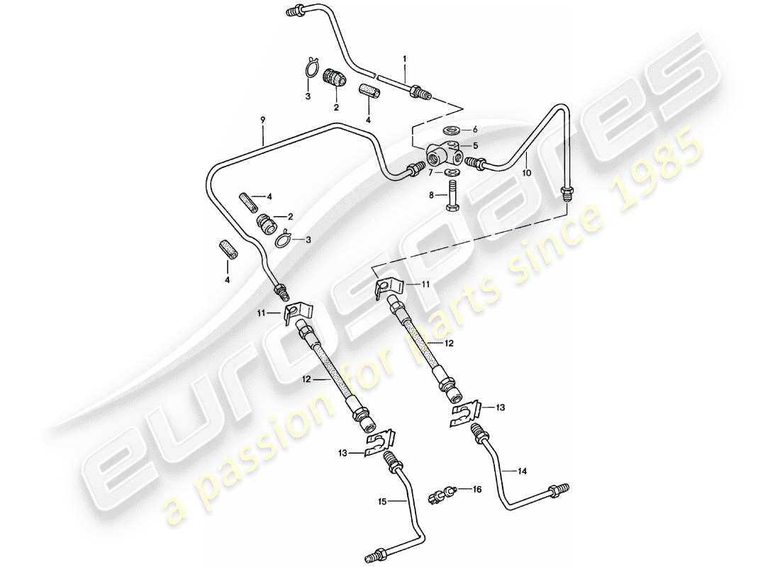 porsche 911 (1979) brake lines part diagram