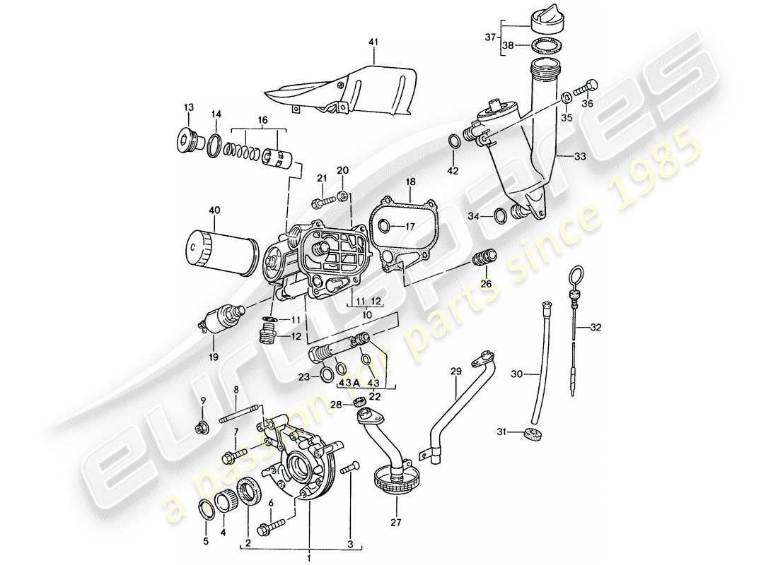 porsche 944 (1988) engine lubrication part diagram