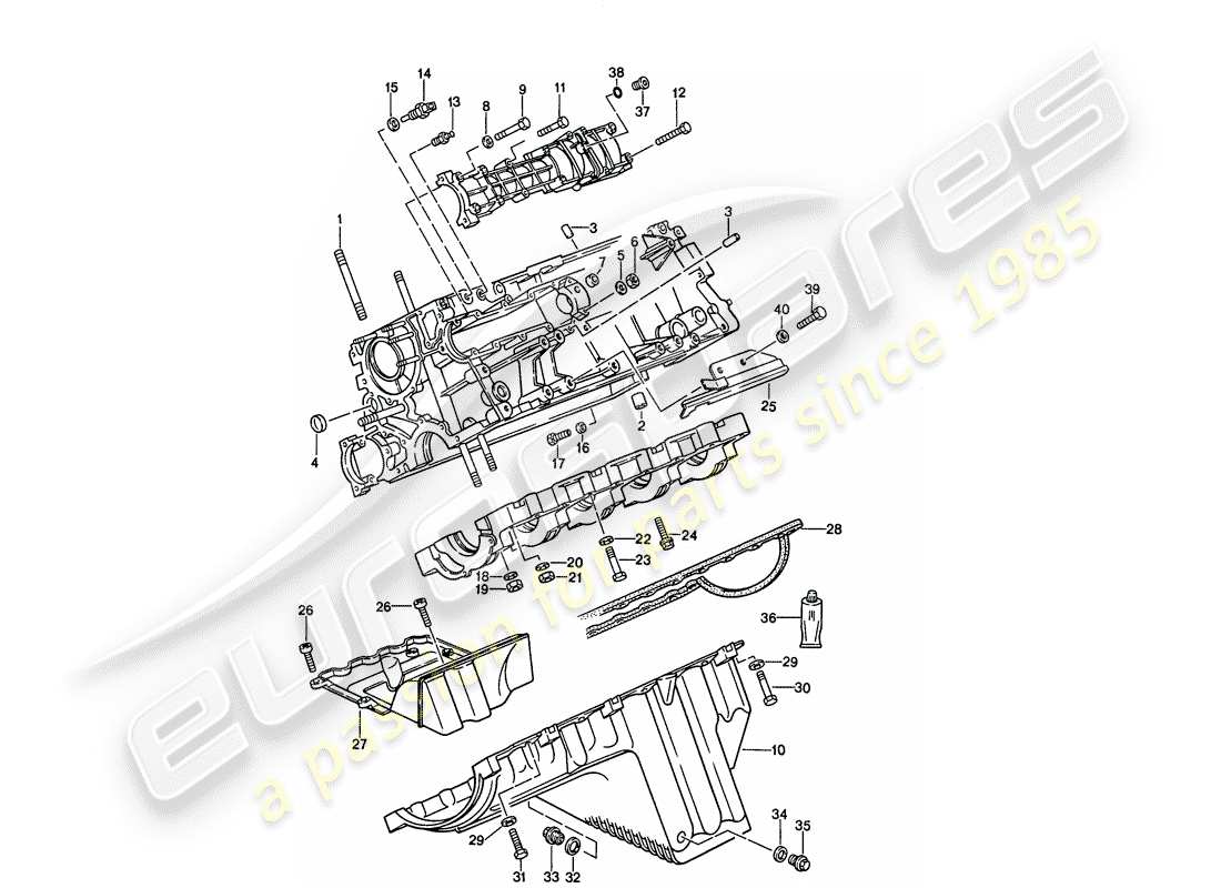 porsche 944 (1988) crankcase - fasteners - d >> - mj 1986 part diagram