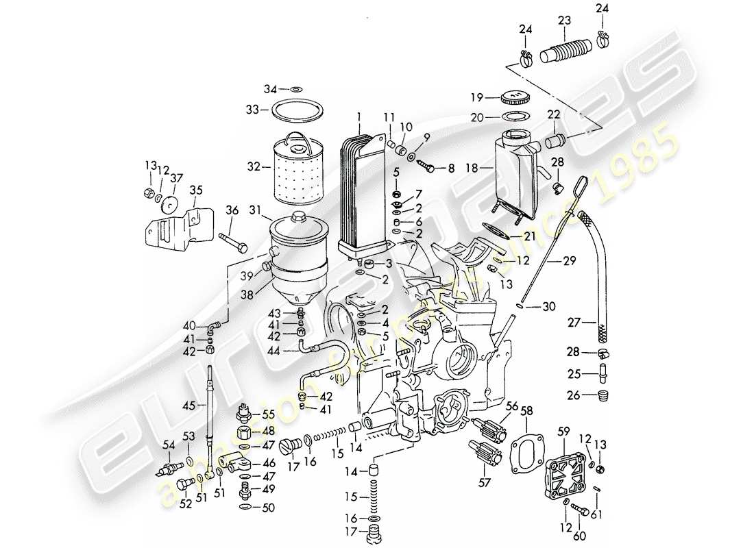 porsche 911/912 (1966) engine lubrication part diagram