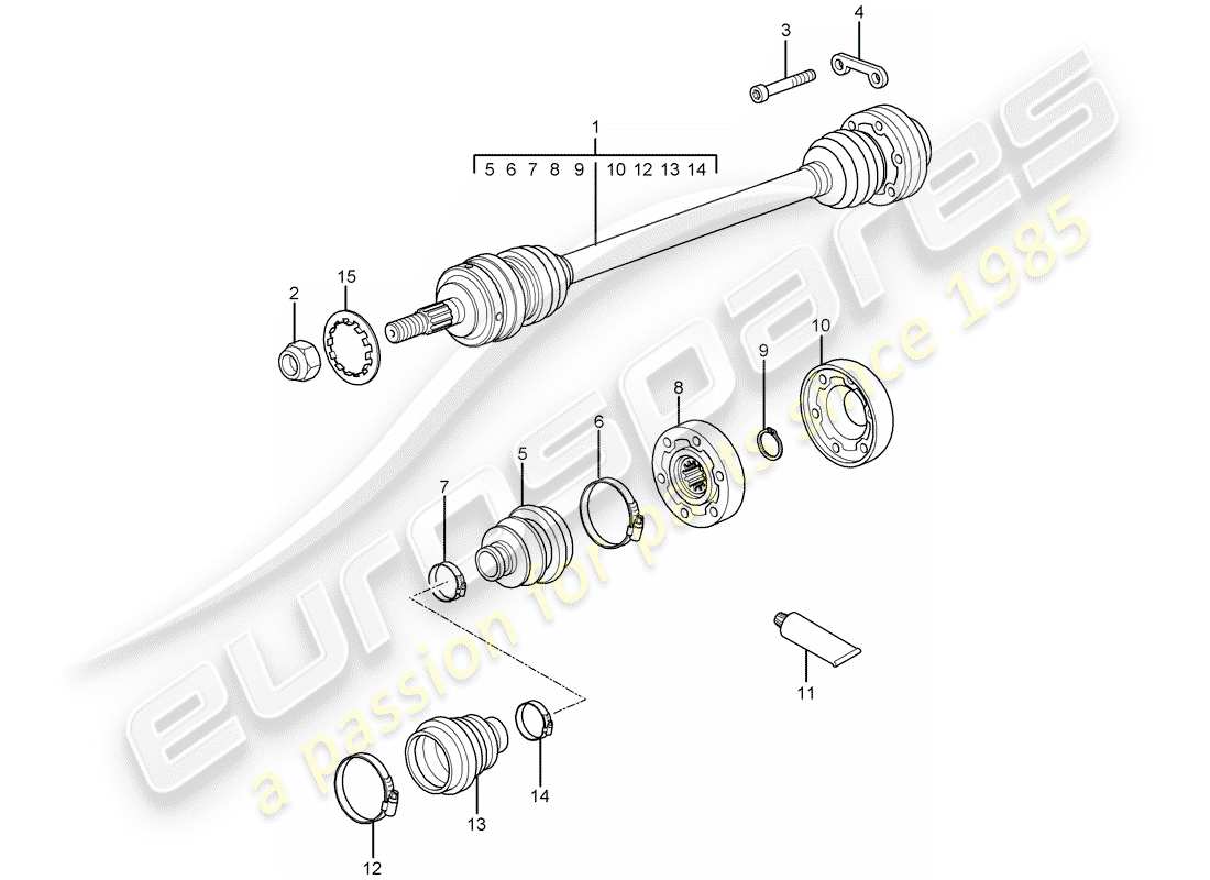 porsche 997 t/gt2 (2008) drive shaft part diagram