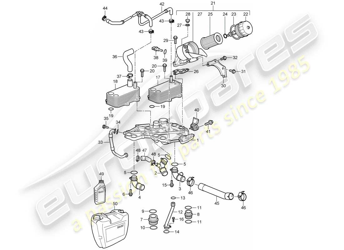 porsche 997 t/gt2 (2008) oil filter part diagram