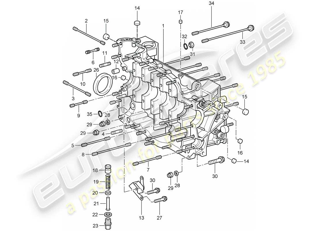 porsche 997 t/gt2 (2008) crankcase part diagram