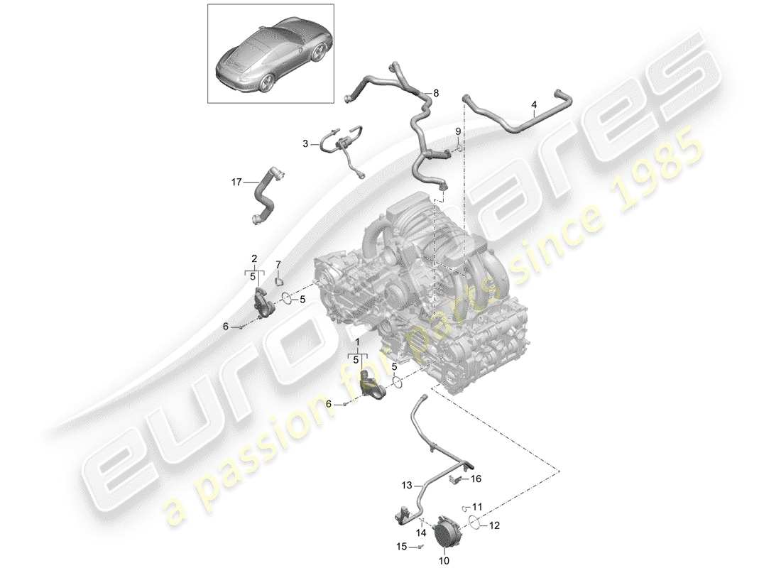 porsche 991 (2013) crankcase part diagram