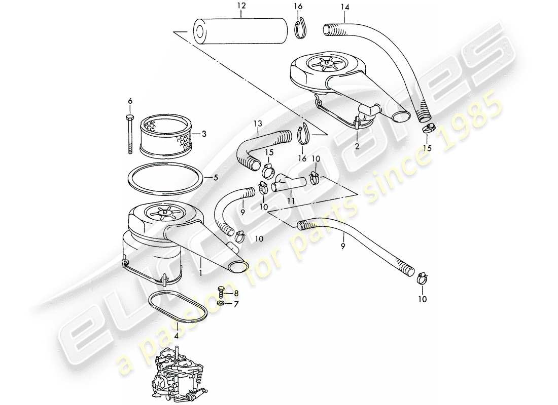 porsche 911/912 (1966) damper filter - 2. - version - - knecht - part diagram