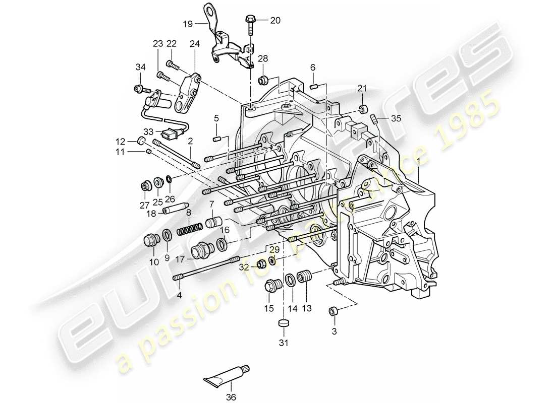 porsche 997 gt3 (2010) crankcase part diagram