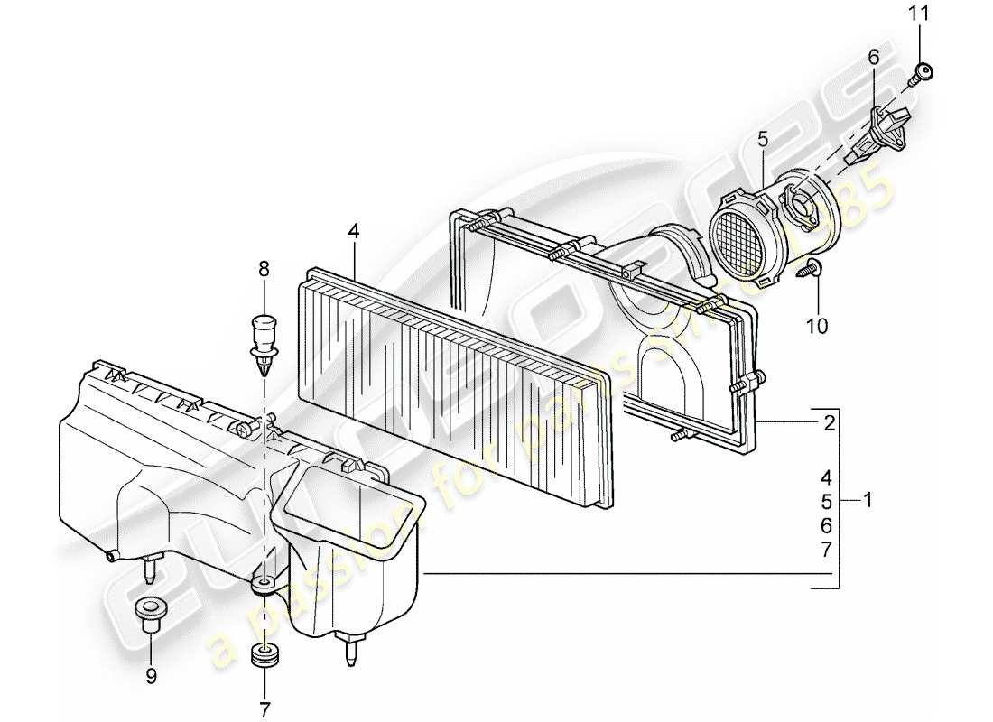 porsche 997 gt3 (2009) air cleaner part diagram