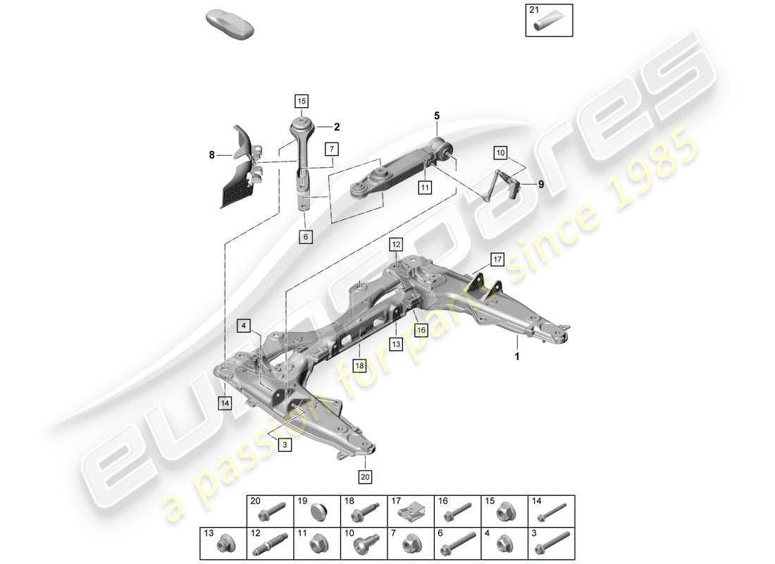 porsche boxster spyder (2020) cross member part diagram