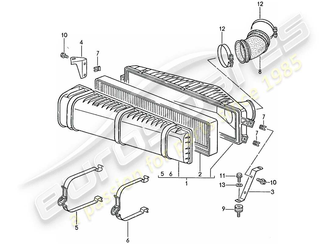 porsche 944 (1990) air cleaner system part diagram