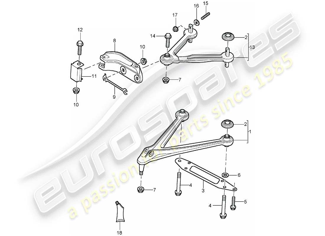 porsche carrera gt (2005) track control arm - swing lever part diagram