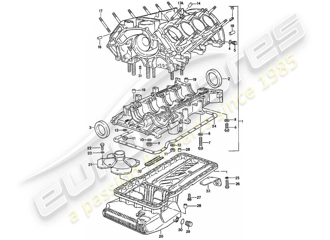 porsche 928 (1978) crankcase part diagram