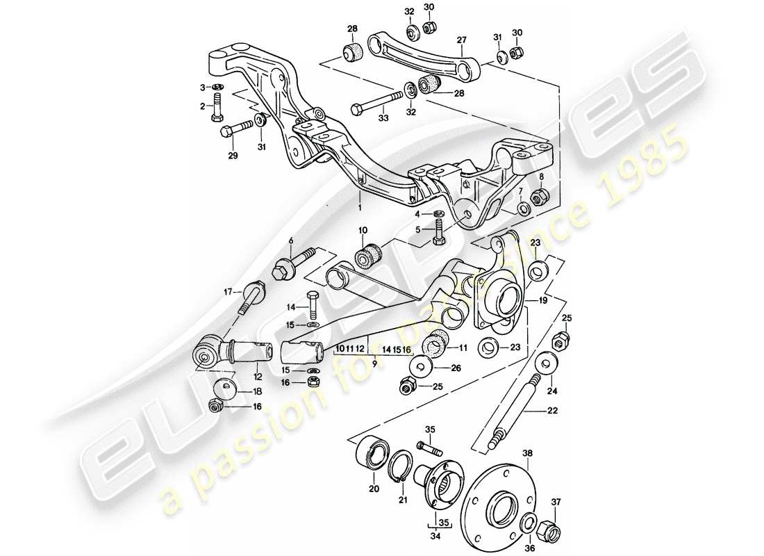 porsche 928 (1979) rear axle part diagram