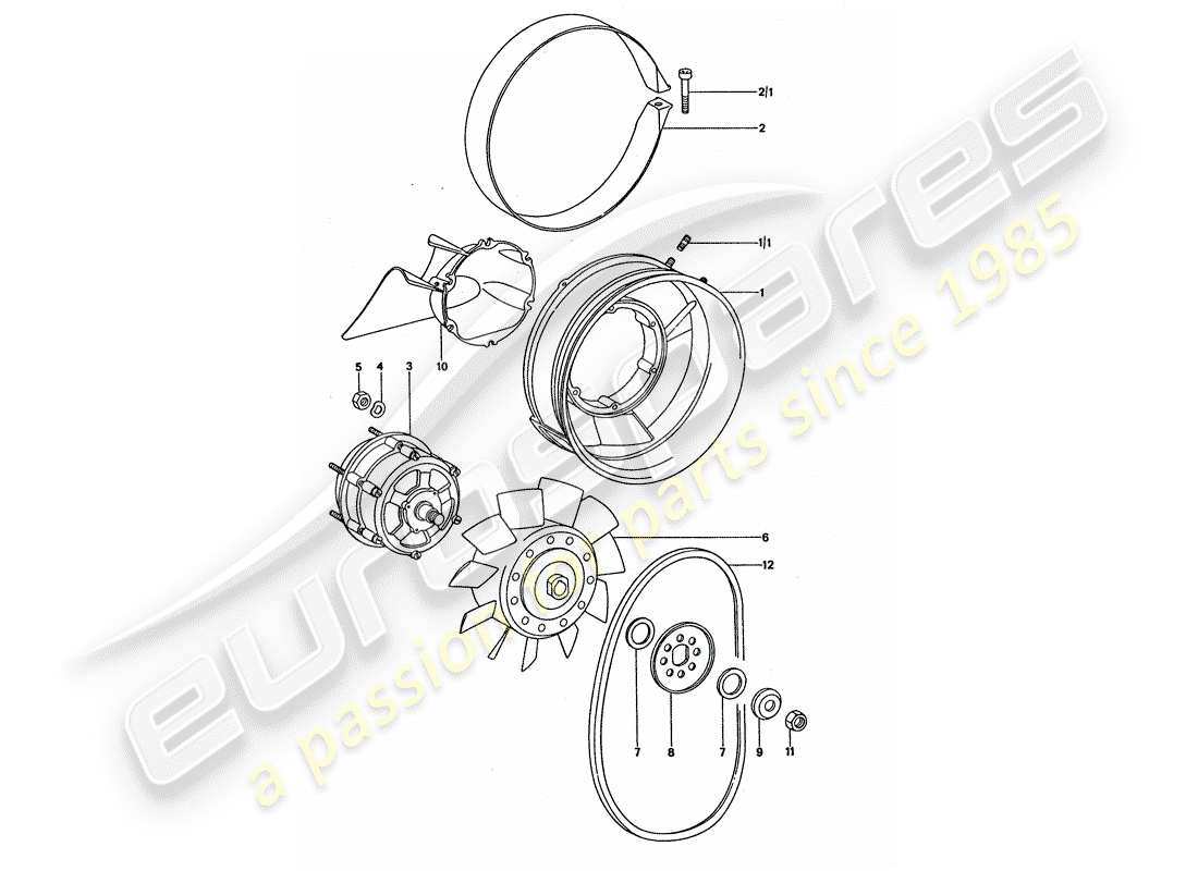 porsche 911 turbo (1977) air cooling part diagram