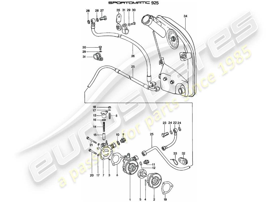 porsche 911 (1983) supplier - -spm- - oil supply - for - torque converter part diagram