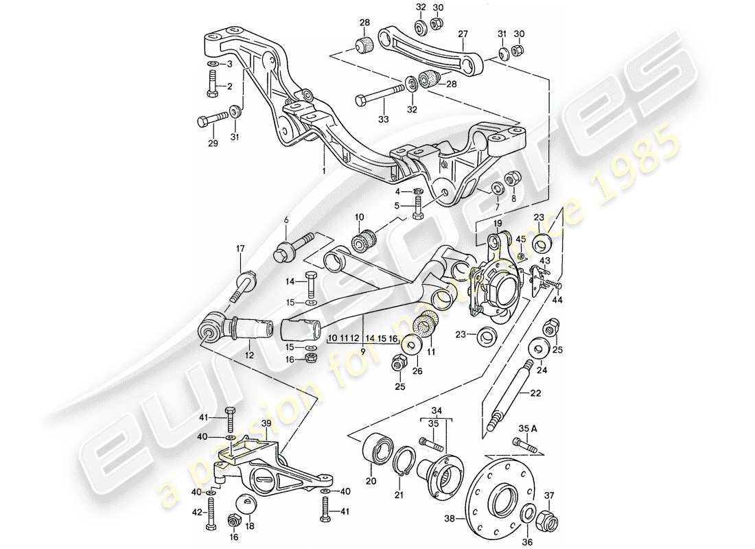 porsche 928 (1989) rear axle part diagram